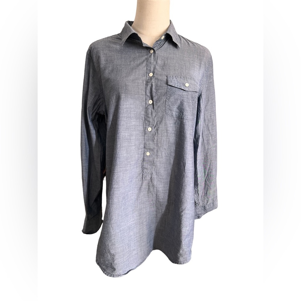 J. Crew Factory Women’s Long Sleeve Cotton Chambray Tunic Top | Size S